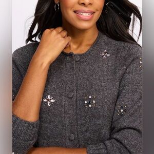 Design History from Stitch Fix Charcoal Embellished Cardigan size Large NWT